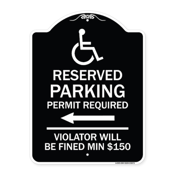 Signmission Modern Isa Connecticut Reserved Parking Permit Required Violators Fin Alum, 24" x 18", BW-1824-23873 A-DES-BW-1824-23873 - main